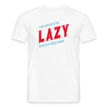 Fier d’être paresseux - T-shirt homme - blanc - Devant - AI Model Male 178 dark (178cm)