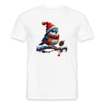 Oiseau de Noël doux, petit et sympathique - T-shirt homme - blanc - Devant - AI Model Male 178 dark (178cm)