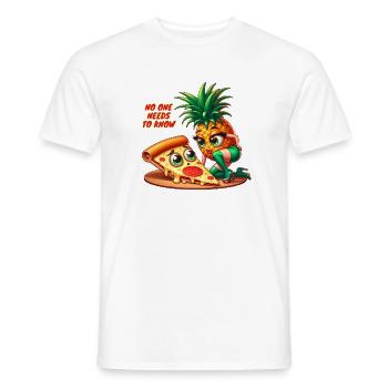 Niemand muss das wissen! Pizza Hawaii Print - Männer T-Shirt - Weiß - Vorne - AI Model Male 178 dark (178cm)