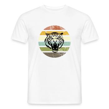 Retro Tiger Stripes Sonnenuntergang - Männer T-Shirt - Weiß - Vorne - AI Model Male 178 dark (178cm)