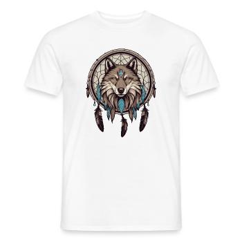 Dream catcher with wolf - Men's T-Shirt - white - Front - AI Model Male 178 dark (178cm)