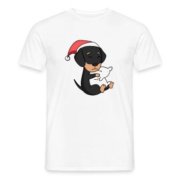 Teckel Chien Animal Noël - T-shirt homme - blanc - Devant - AI Model Male 178 dark (178cm)