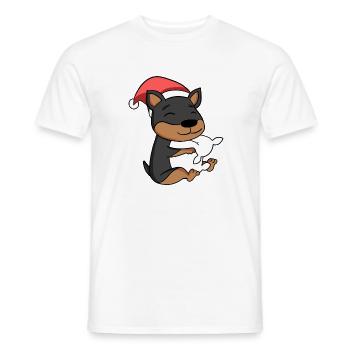 Pinscher Hund Tier Weihnachten - Männer T-Shirt - Weiß - Vorne - AI Model Male 178 dark (178cm)