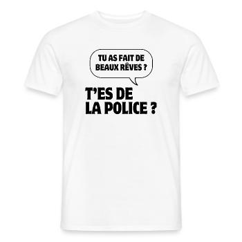pas du matin, grincheux le matin, police - T-shirt homme - blanc - Devant - AI Model Male 178 dark (178cm)