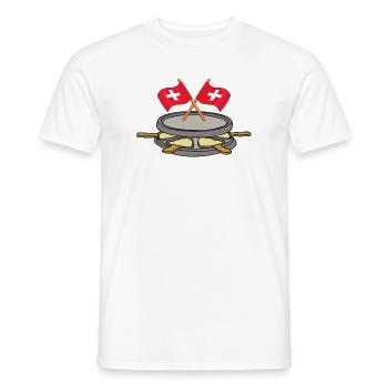 raclette, winter sport, Switzerland - Men's T-Shirt - white - Front - AI Model Male 178 dark (178cm)