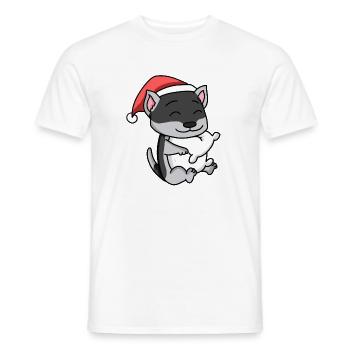 Husky sibérien chien Animal Noël - T-shirt homme - blanc - Devant - AI Model Male 178 dark (178cm)
