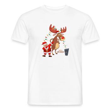 Dabbing Santa, Rudolph und Weihnachtsbeleuchtung - Männer T-Shirt - Weiß - Vorne - AI Model Male 178 dark (178cm)
