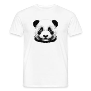 Pandas 🐼 Schwarz-Weiß-Panda-Gesichtskunst - Männer T-Shirt - Weiß - Vorne - AI Model Male 178 dark (178cm)