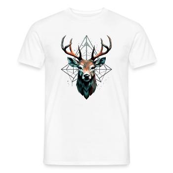 Geometric deer with geometric patterns - Men's T-Shirt - white - Front - AI Model Male 178 dark (178cm)