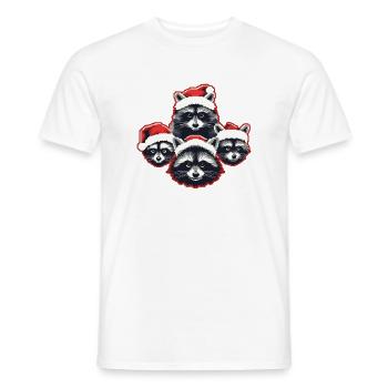 Raccoon Santa Hat Quartet Christmas - Men's T-Shirt - white - Front - AI Model Male 178 dark (178cm)