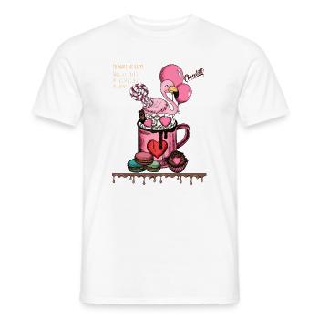Sweet Flamingo Coffee Delight - Men's T-Shirt - white - Front - AI Model Male 178 dark (178cm)