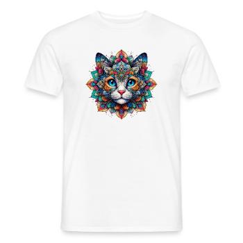 Katze mit Mandalas verziert - Männer T-Shirt - Weiß - Vorne - AI Model Male 178 dark (178cm)