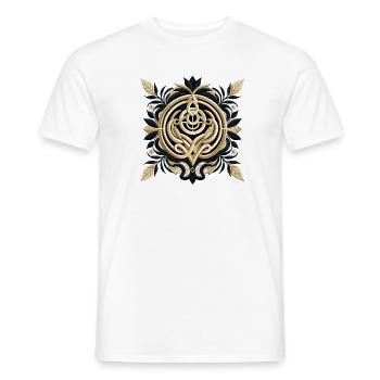 Design de broderie abstraite minimaliste de luxe - T-shirt homme - blanc - Devant - AI Model Male 178 dark (178cm)