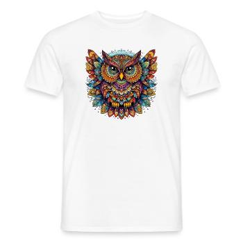 Eule mit Mandalas verziert - Männer T-Shirt - Weiß - Vorne - AI Model Male 178 dark (178cm)