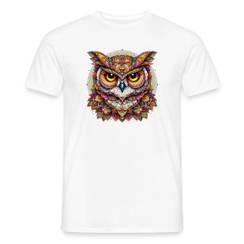 Hibou décoré de Mandalas - T-shirt homme - blanc - Devant - AI Model Male 178 dark (178cm)