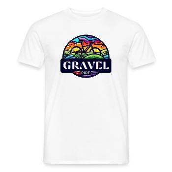 Gravel Ride Sunset Cyclist - Men's T-Shirt - white - Front - AI Model Male 178 dark (178cm)