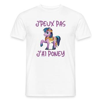 j'peux pas j'ai poney, poney, équitation - T-shirt homme - blanc - Devant - AI Model Male 178 dark (178cm)