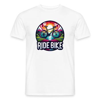 Ride Bike - Montez sur le vélo, cycliste. - T-shirt homme - blanc - Devant - AI Model Male 178 dark (178cm)
