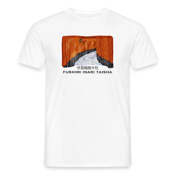 Japan, Kyoto, Fushimi Inari Taisha Torii Drawing - Men's T-Shirt - white - Front - AI Model Male 178 dark (178cm)