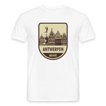 Panneau du paysage urbain d’Anvers - T-shirt homme - blanc - Devant - AI Model Male 178 dark (178cm)