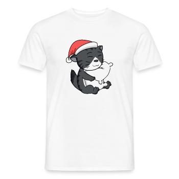 Chat, Mignon, Chat De La Forêt Norvégienne, Fatigué - T-shirt homme - blanc - Devant - AI Model Male 178 dark (178cm)