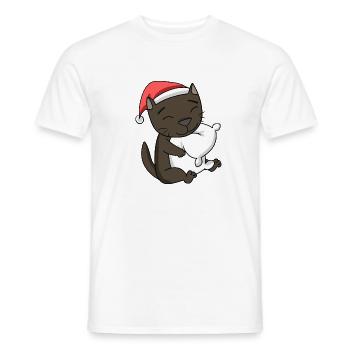 Chat Mignon Havane Chat Fatigué Noël - T-shirt homme - blanc - Devant - AI Model Male 178 dark (178cm)