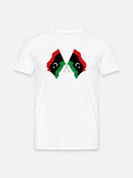 Deux drapeaux Libye - T-shirt homme - blanc