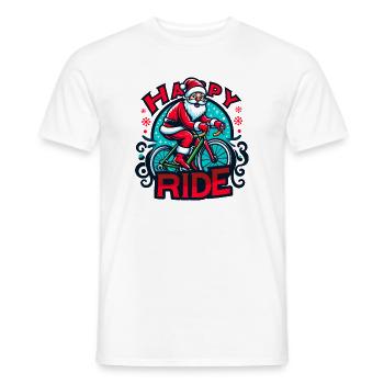 Festliche Weihnachtsmann Fahrrad Illustration - Männer T-Shirt - Weiß - Vorne - AI Model Male 178 dark (178cm)