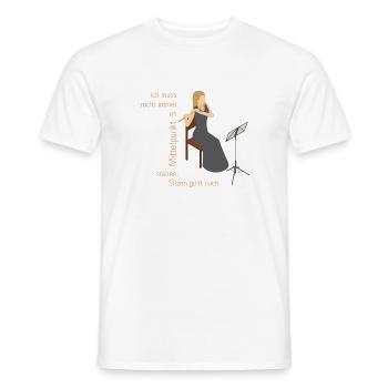Flötistin > Ich muss nicht im Mittelpunkt stehn - Männer T-Shirt - Weiß - Vorne - AI Model Male 178 dark (178cm)