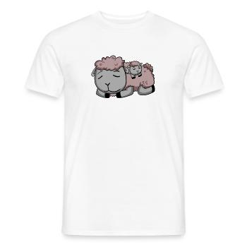 Sheep Family - Sheep with baby - Single parent - Men's T-Shirt - white - Front - AI Model Male 178 dark (178cm)