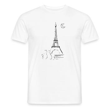 Paris et l’Amour - L’Amour des Chats avec la Tour Eiffel - T-shirt homme - blanc - Devant - AI Model Male 178 dark (178cm)