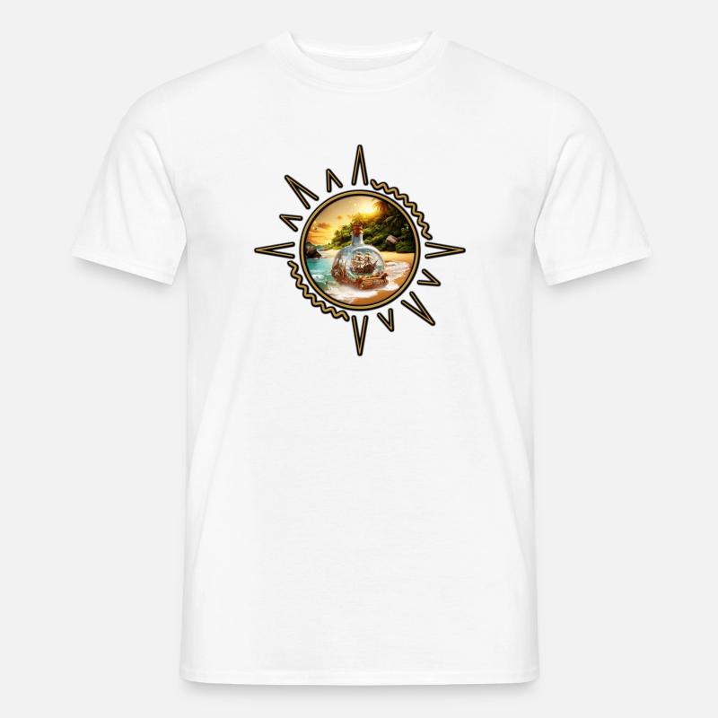 Einzigartige und überraschende Flasche mit Boot - Männer T-Shirt - Weiß
