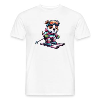 Chien American Staffordshire Terrier Ski Skieur - T-shirt homme - blanc - Devant - AI Model Male 178 dark (178cm)