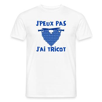 tricot, tricoter, laine - T-shirt homme - blanc - Devant - AI Model Male 178 dark (178cm)