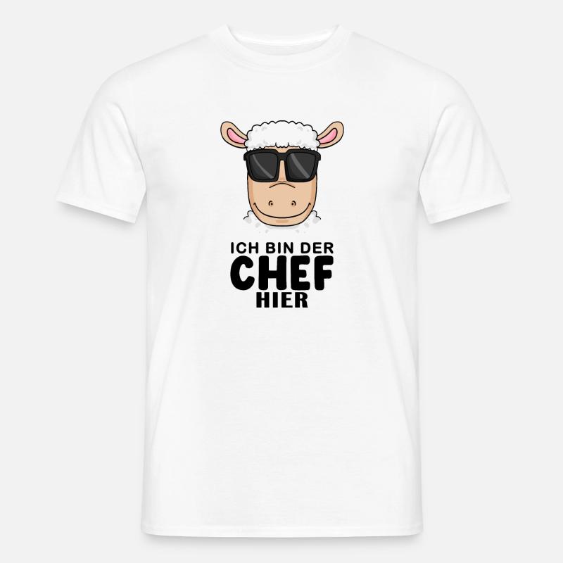 Chef Spruch mit Schaf Motiv - Männer T-Shirt - Weiß