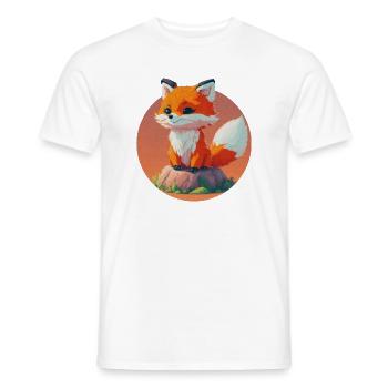 Illustrated Fox in Soft and Warm Style - Men's T-Shirt - white - Front - AI Model Male 178 dark (178cm)