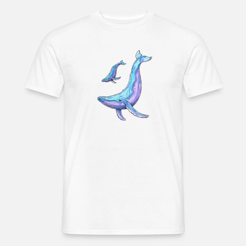Buckelwal mit Kalb - Männer T-Shirt - Weiß
