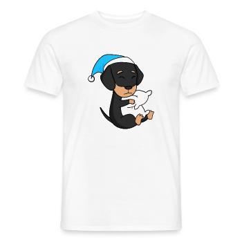 sleeping, tiredness, dog, dog breed, dachshund - Men's T-Shirt - white - Front - AI Model Male 178 dark (178cm)