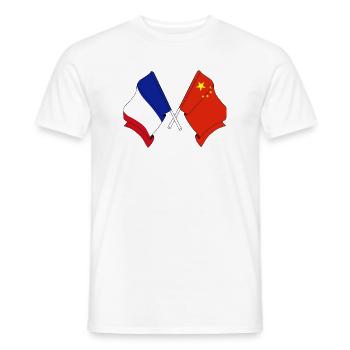 Drapeau de la France et drapeau de la Chine - T-shirt homme - blanc - Devant - AI Model Male 178 dark (178cm)