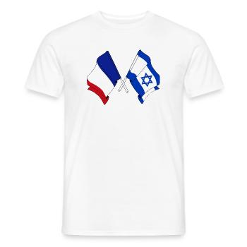 Drapeau de la France et drapeau d’Israël - T-shirt homme - blanc - Devant - AI Model Male 178 dark (178cm)