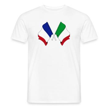Drapeau de la France et drapeau de l’Italie - T-shirt homme - blanc - Devant - AI Model Male 178 dark (178cm)