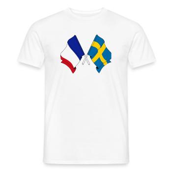 Drapeau de la France et drapeau de la Suède - T-shirt homme - blanc - Devant - AI Model Male 178 dark (178cm)
