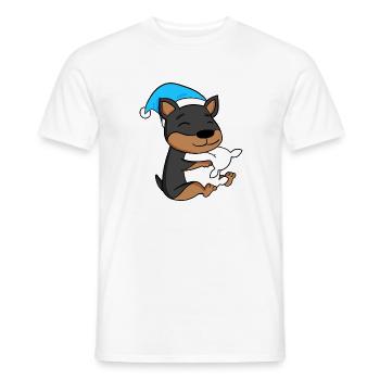 Schlafen Müdigkeit Hund Kissen Schlafmütze - Männer T-Shirt - Weiß - Vorne - AI Model Male 178 dark (178cm)