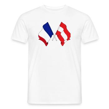 Drapeau de la France et drapeau de l’Autriche - T-shirt homme - blanc - Devant - AI Model Male 178 dark (178cm)