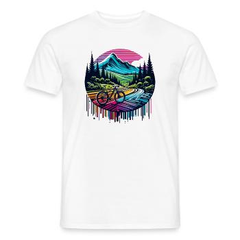 Paysage vibrant de vélo de montagne - T-shirt homme - blanc - Devant - AI Model Male 178 dark (178cm)