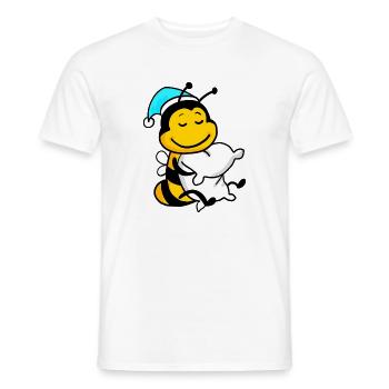 Abeille avec oreiller et bonnet somnolent - T-shirt homme - blanc - Devant - AI Model Male 178 dark (178cm)