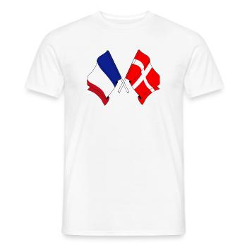 Drapeau de la France et drapeau du Danemark - T-shirt homme - blanc - Devant - AI Model Male 178 dark (178cm)