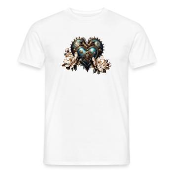 Wonderful steampunk heart - Men's T-Shirt - white - Front - AI Model Male 178 dark (178cm)