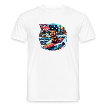 Design de surf australien Quokka - T-shirt homme - blanc - Devant - AI Model Male 178 dark (178cm)