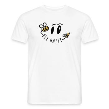Bee Happy Bee Positive Saying Happiness - Men's T-Shirt - white - Front - AI Model Male 178 dark (178cm)